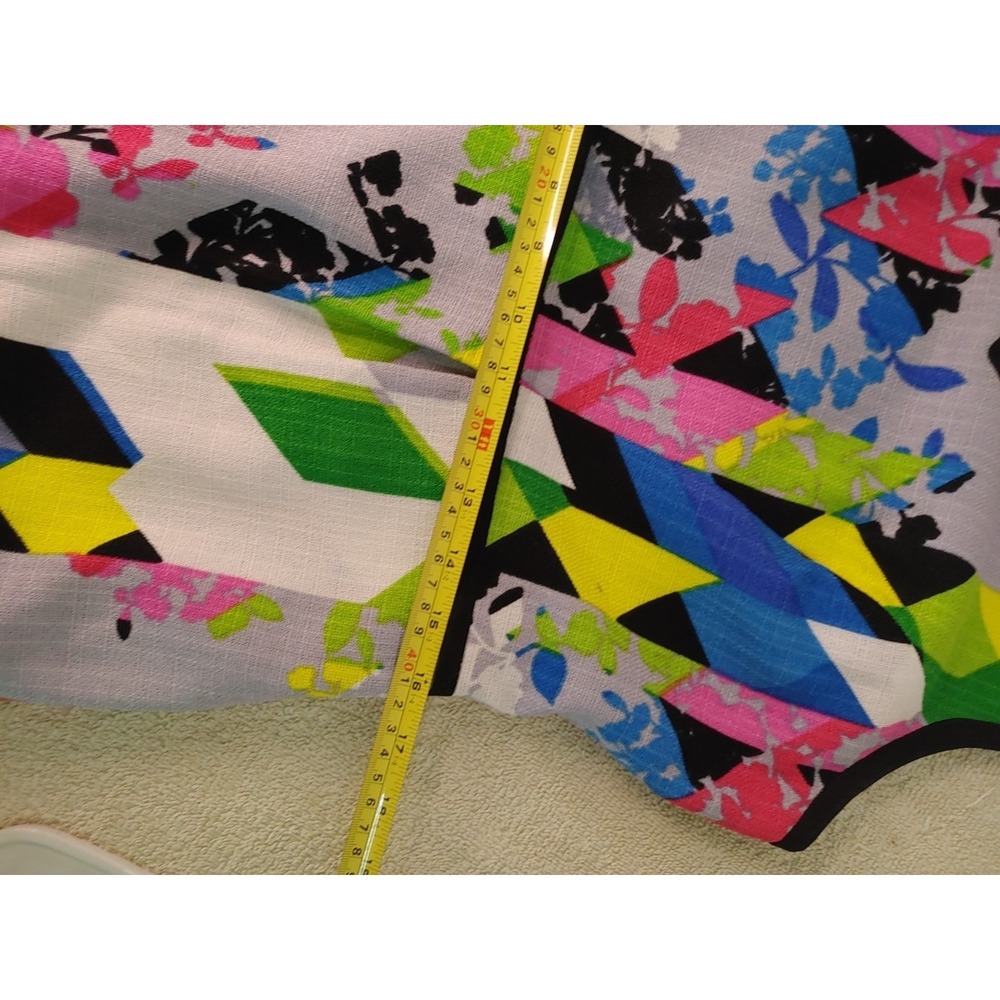 Nine West Colorful Abstract Lined Sleeveless Midi Dress Size 10 Pockets - Picture 10 of 11